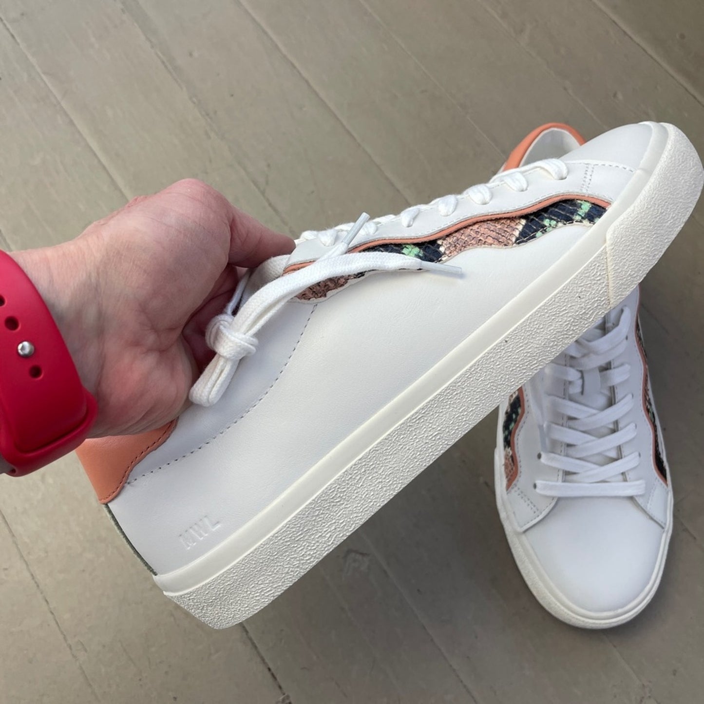 Madewell Sidewalk Wavy Low-Top Sneakers in Snake Embossed Leather and Suede NIB