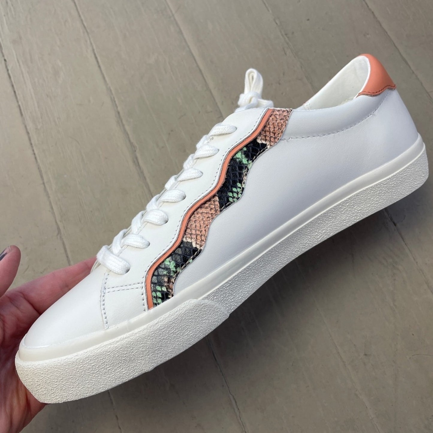 Madewell Sidewalk Wavy Low-Top Sneakers in Snake Embossed Leather and Suede NIB