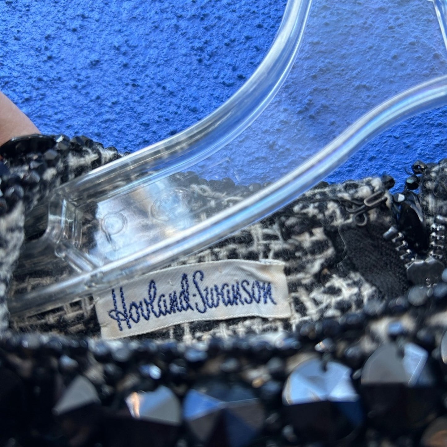 Vintage 50s 60s Hovland-Swanson Beaded Woven Wool Two Piece Cocktail Set