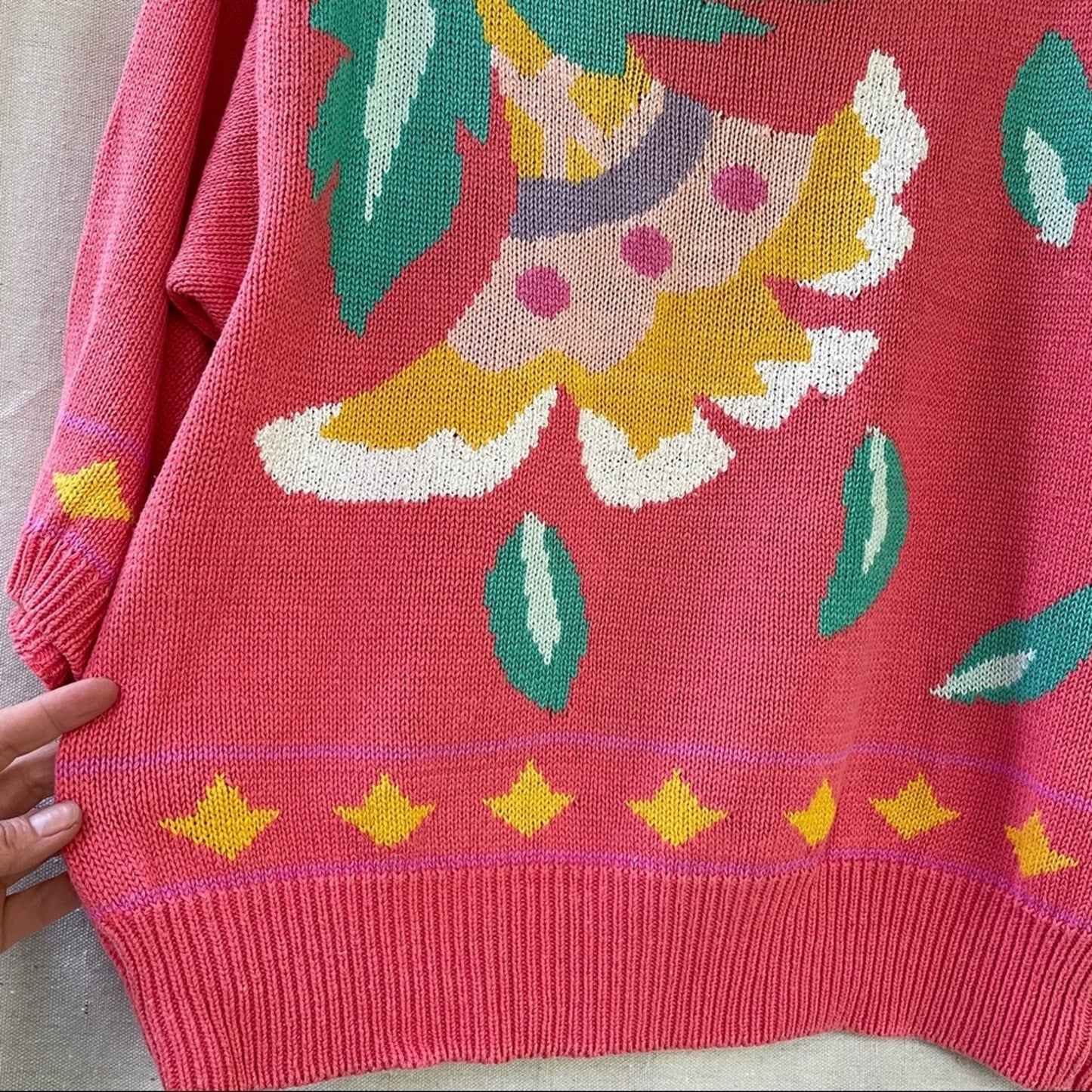 Vintage 80s Counterparts Batteau 3/4 Sleeve Knit Top