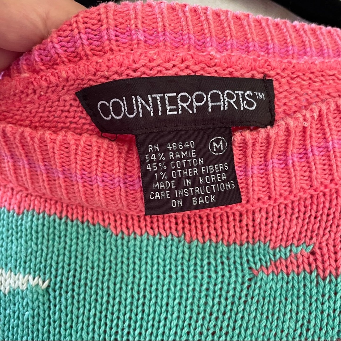 Vintage 80s Counterparts Batteau 3/4 Sleeve Knit Top